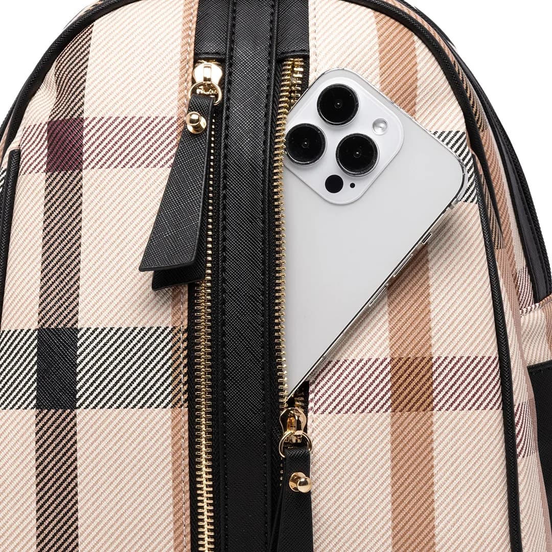 CANDY BACKPACK - CHECKER BZ, BEIGE (SPECIAL EDITION, CAT BADGE) — image 12