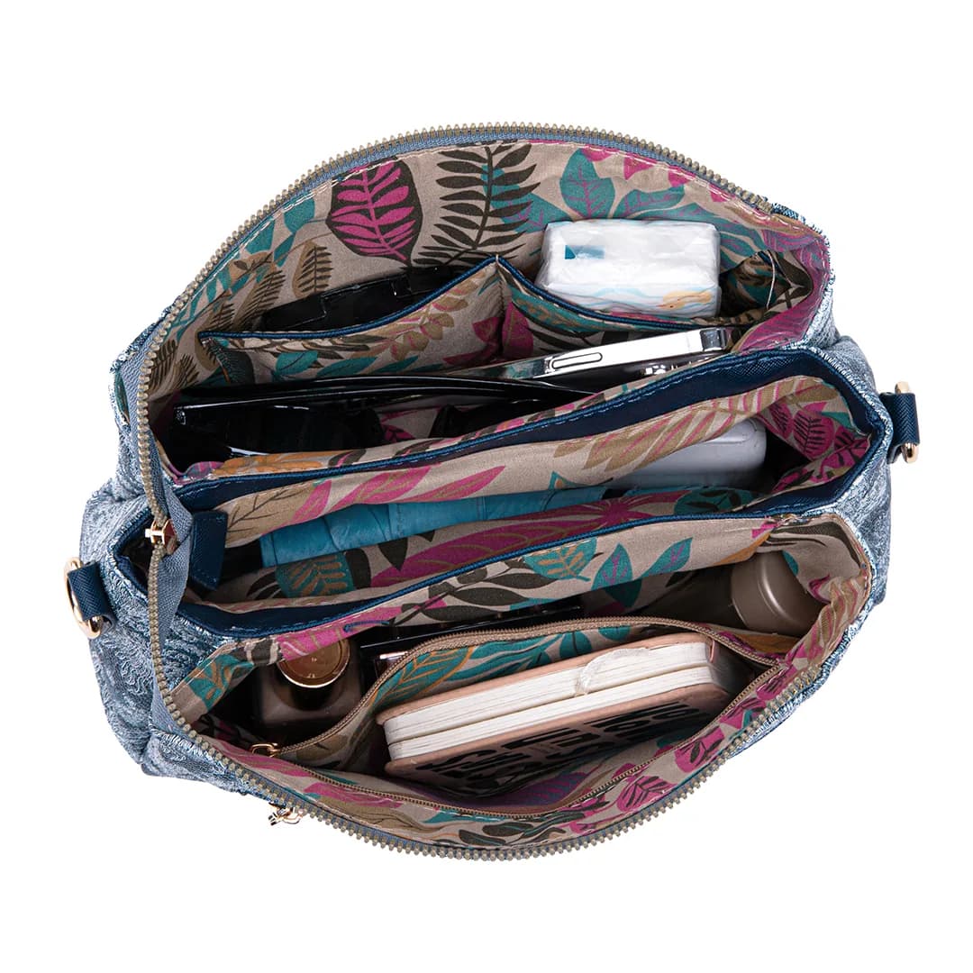 MIMI SLING BAG - FLORAL JEANS CA, NAVY BLUE — image 4