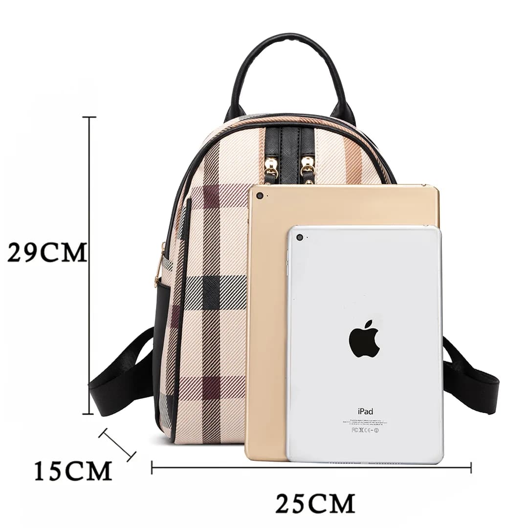 CANDY BACKPACK - CHECKER BZ, BEIGE (SPECIAL EDITION, CAT BADGE) — image 7