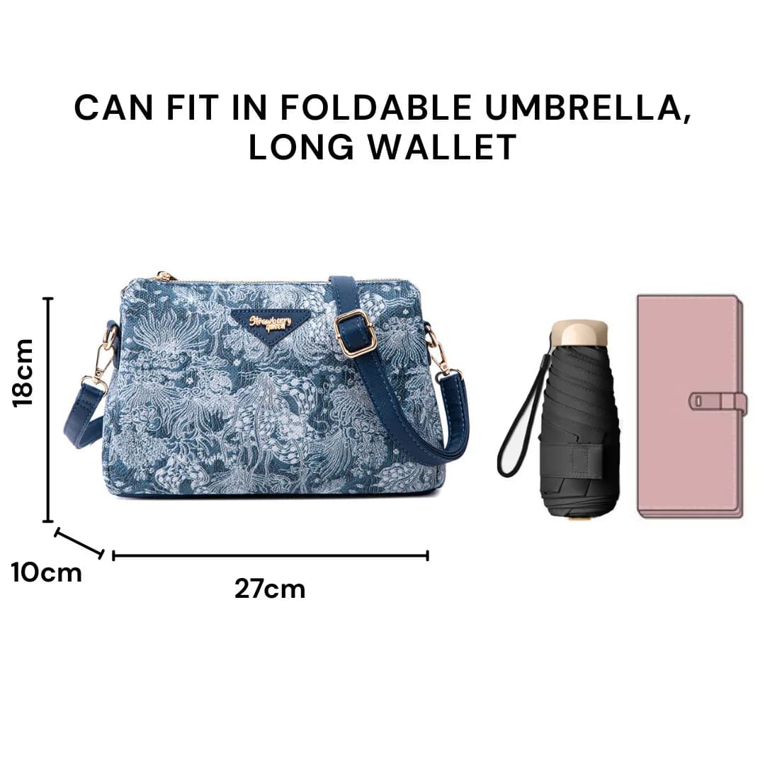 MIMI SLING BAG - FLORAL JEANS CA, NAVY BLUE — image 5