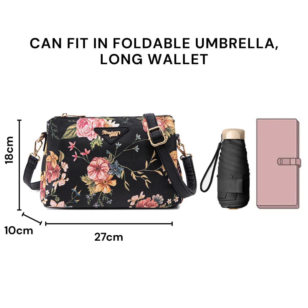 MIMI SLING BAG - FLORAL BP, BLACK — image 5