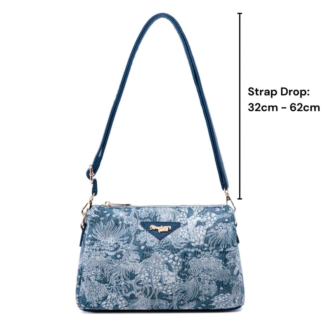 MIMI SLING BAG - FLORAL JEANS CA, NAVY BLUE — image 10