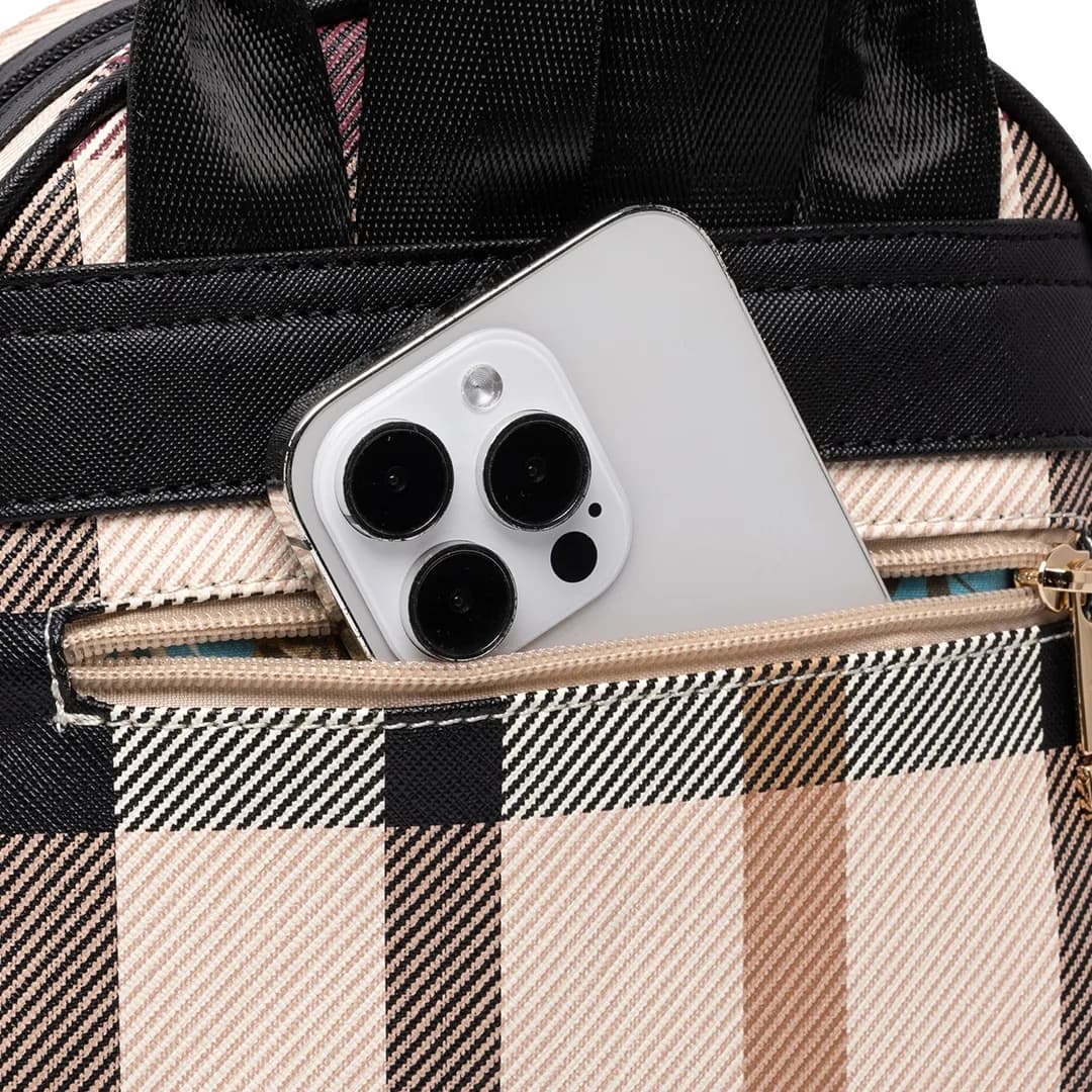 CANDY BACKPACK - CHECKER BZ, BEIGE (SPECIAL EDITION, CAT BADGE) — image 15