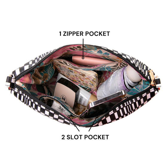 FLAMINGO SLING BAG - CHECKER BG, BLACK