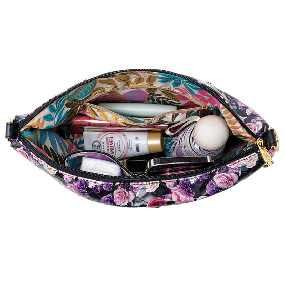 FLAMINGO SLING BAG - FLORAL BK, BLACK