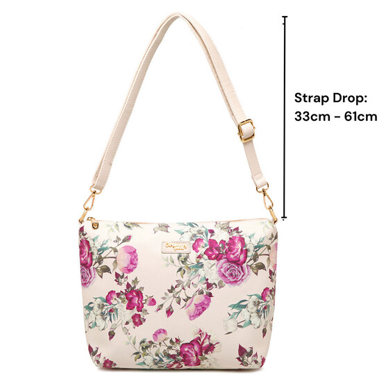 FLAMINGO SLING BAG - FLORAL BL, BEIGE