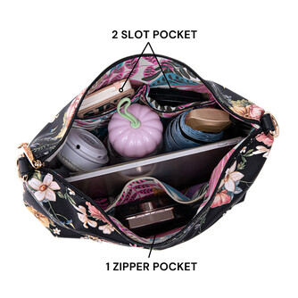 FLAMINGO SLING BAG - FLORAL BP, BLACK