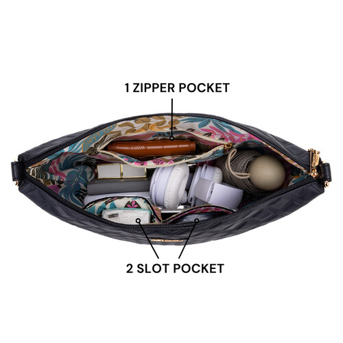 FLAMINGO SLING BAG - QUILTED BV, BLACK