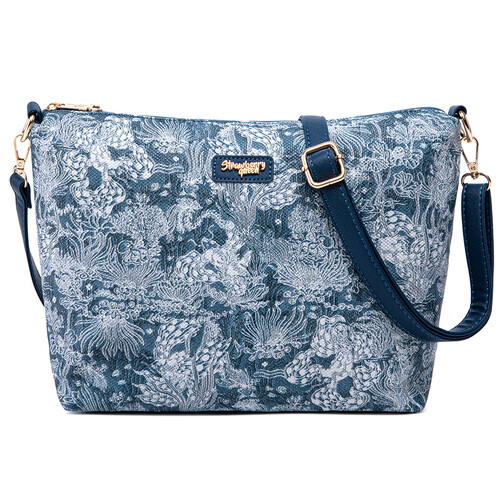 (PRE ORDER) FLAMINGO SLING BAG - FLORAL JEANS CA, NAVY BLUE
