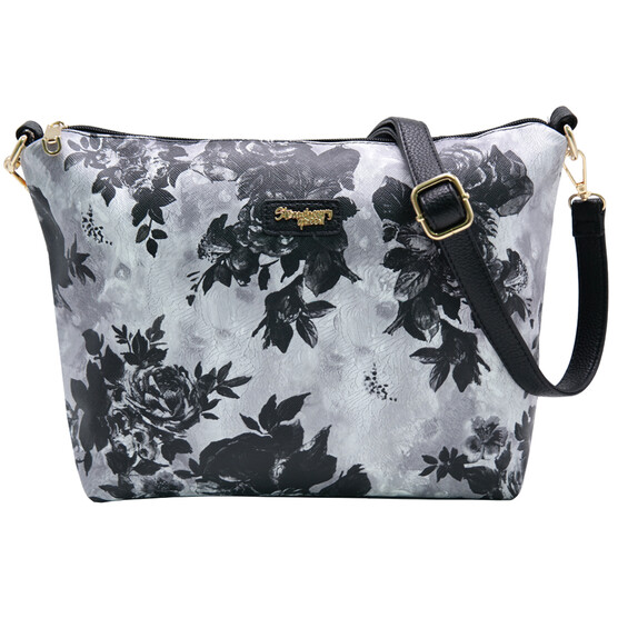 FLAMINGO SLING BAG - FLORAL AC, BLACK