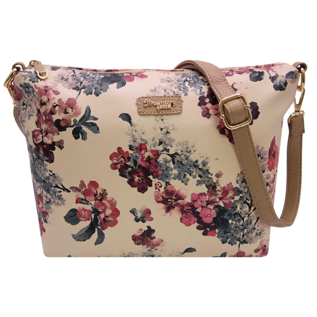 FLAMINGO SLING BAG FLORAL E BEIGE Strawberry Queen