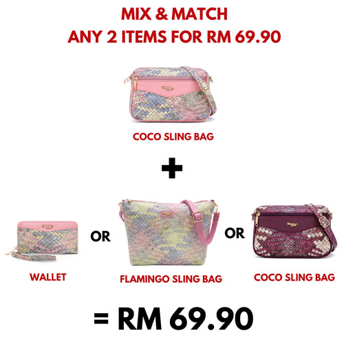 COCO SLING BAG - RATTAN AG, PASTEL PINK