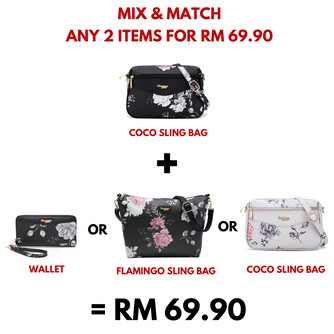 COCO SLING BAG - FLORAL AL, BLACK