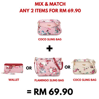 COCO SLING BAG - FLORAL BL, PINK