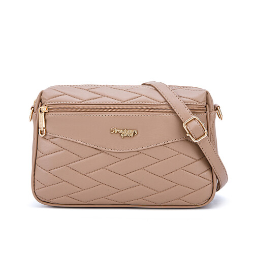 COCO SLING BAG - QUILTED BR, BEIGE