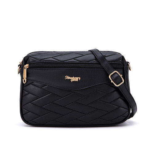 COCO SLING BAG - QUILTED BR, BLACK