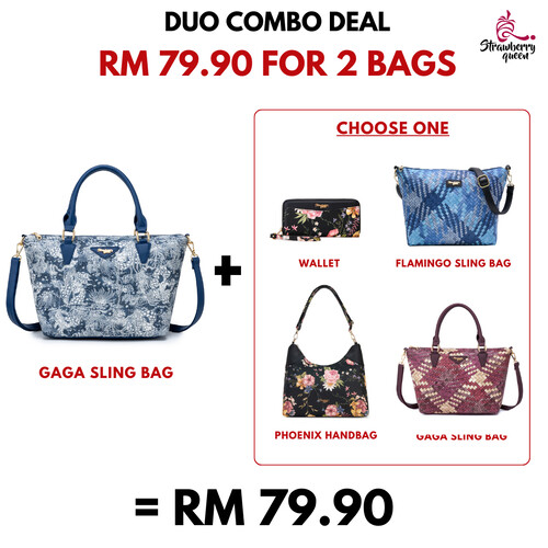 GAGA SLING BAG - FLORAL JEANS CA, NAVY BLUE