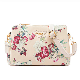 (PRE ORDER) MIMI SLING BAG - FLORAL BL, BEIGE