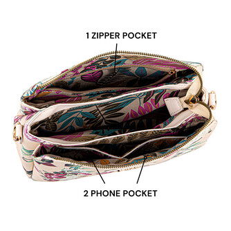 MIMI SLING BAG - FLORAL BL, BEIGE