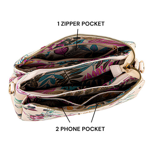 MIMI SLING BAG - FLORAL BL, BEIGE