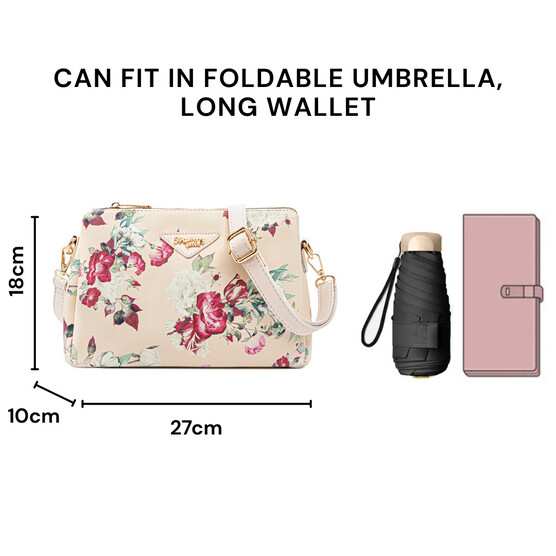 MIMI SLING BAG - FLORAL BL, BEIGE