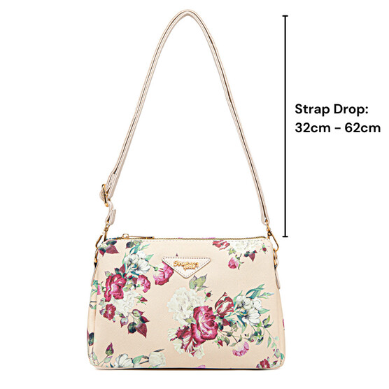 MIMI SLING BAG - FLORAL BL, BEIGE