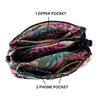 MIMI SLING BAG - FLORAL BP, BLACK