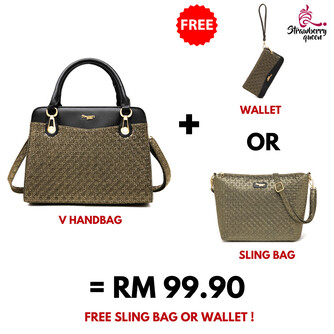 V HANDBAG - RATTAN BH, GOLD