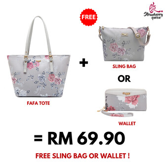 FAFA TOTE - FLORAL AL, GREY