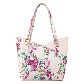 MONICA TOTE BAG - FLORAL BL, BEIGE (BUY 1 FREE 1)