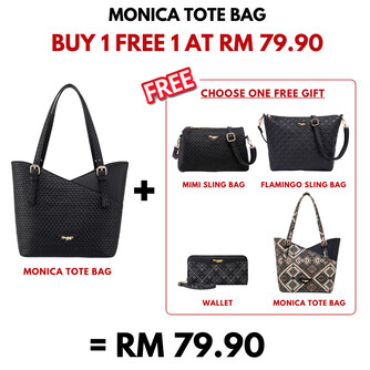 MONICA TOTE BAG - WOVEN CC, BLACK (BUY 1 FREE 1)