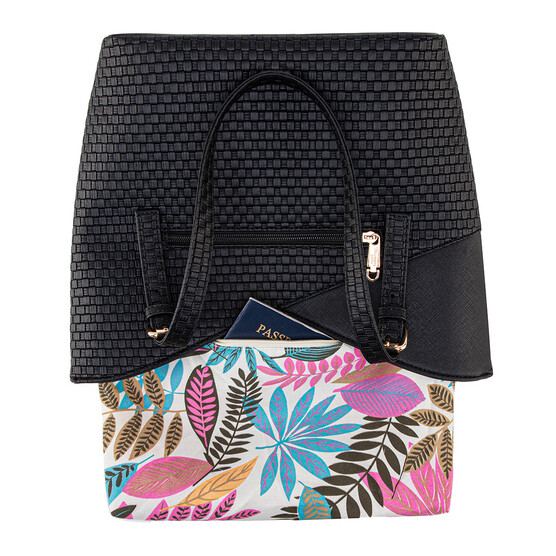 MONICA TOTE BAG - WOVEN CC, BLACK (BUY 1 FREE 1)