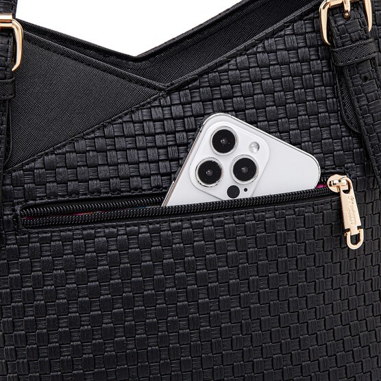 MONICA TOTE BAG - WOVEN CC, BLACK (BUY 1 FREE 1)