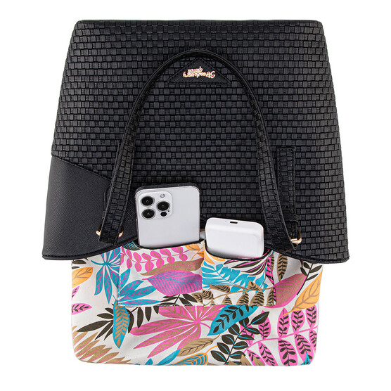 MONICA TOTE BAG - WOVEN CC, BLACK (BUY 1 FREE 1)