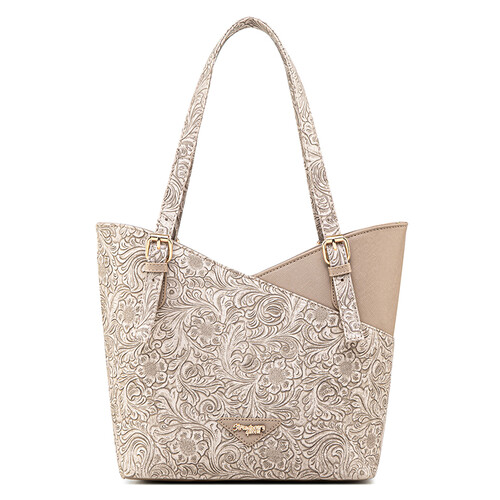 MONICA TOTE BAG - FLORAL CD, LATTE (BUY 1 FREE 1)