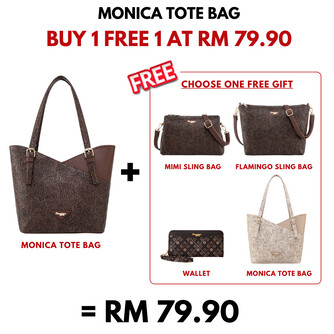 MONICA TOTE BAG - FLORAL CD, WALNUT (BUY 1 FREE 1)