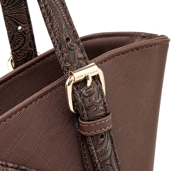 MONICA TOTE BAG - FLORAL CD, WALNUT (BUY 1 FREE 1)