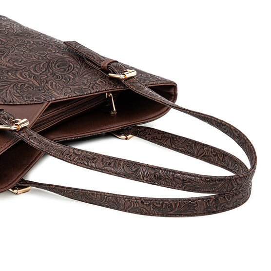 MONICA TOTE BAG - FLORAL CD, WALNUT (BUY 1 FREE 1)