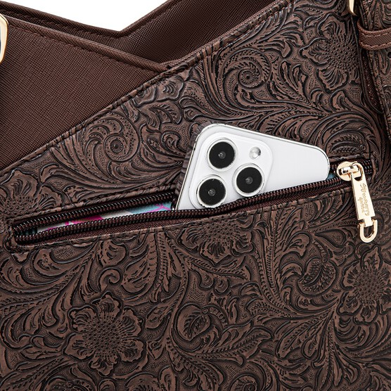 MONICA TOTE BAG - FLORAL CD, WALNUT (BUY 1 FREE 1)