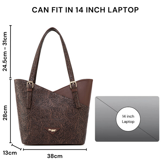 MONICA TOTE BAG - FLORAL CD, WALNUT (BUY 1 FREE 1)