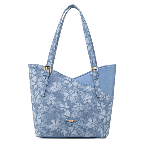 MONICA TOTE BAG - FLORAL CE, DENIM BLUE (BUY 1 FREE 1)