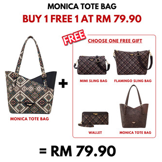 MONICA TOTE BAG - BOHEMIAN CG, BLACK (BUY 1 FREE 1)